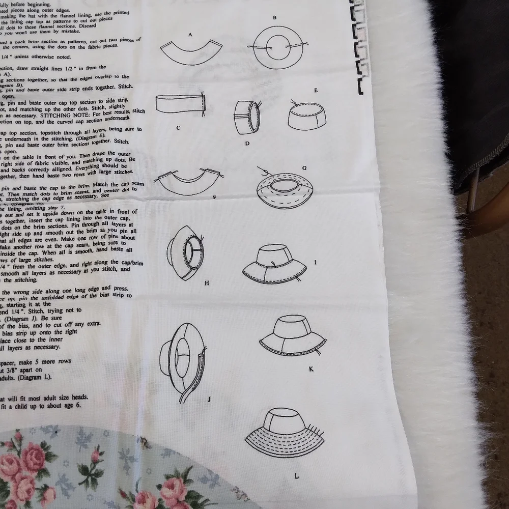 FABRIC Cut & Sew Fabric Panel Mother & Daughter hats Cute Floral Print!